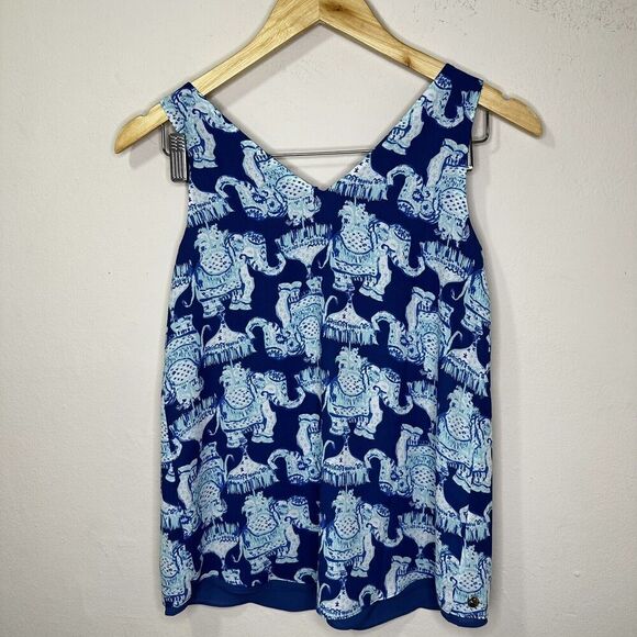 Lilly Pulitzer Florin Reversible Tank in Deep Indigo Joy Ride Print Size XXSmall - Picture 3 of 9